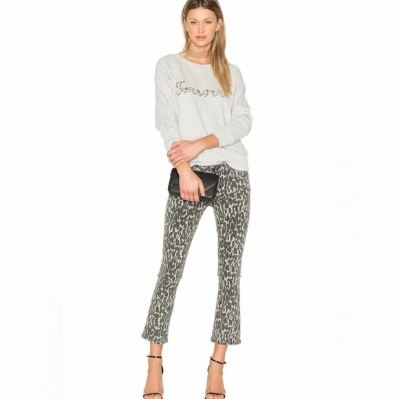Paige Rosie HW Women’s Poppy Leopard Slim Crop FlareHigh Rise Jeans